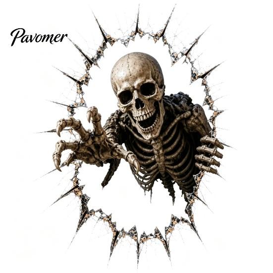 Ghost Witch Decals Halloween Window Decal, 3D Crack Glass Spooky Decoration, Pumpkin Skeleton Indoor Ornamentation Break in Stickers, Illusion Mirror