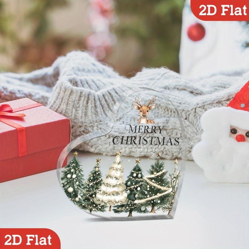 Decorazione da scrivania in acrilico a forma di cuore piatto 2D, stile classico, Buon Natale, Adatta per decorazione murale, Portico, Stanza, Villa, Accenti Casa, Corridoio