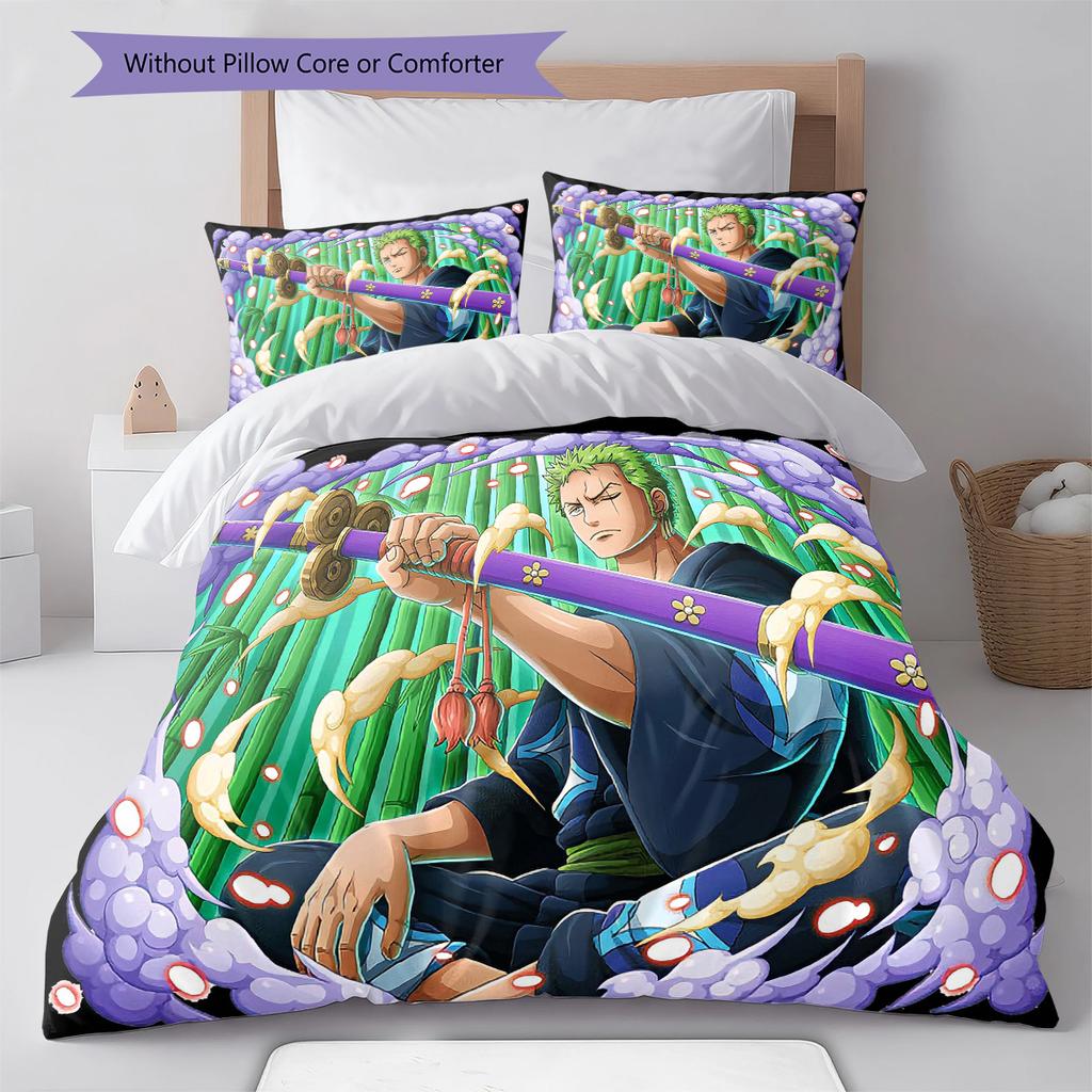 Set cu cuvertură și fețe de pernă cu model de desene animate Decorare casă Cadou de ziua de naștere (1 * husă de pilotă + 2 * fețe de pernă, fără miez)