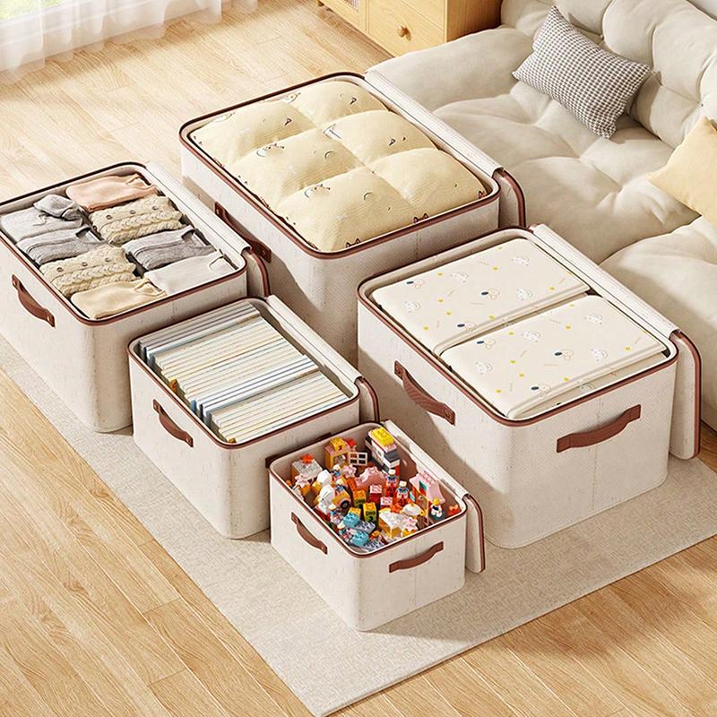 1pc Foldable Storage Box with Zipper, Space Saver for Closet & Wardrobe, Handle for Seasonal Clothes, Blankets, Toys