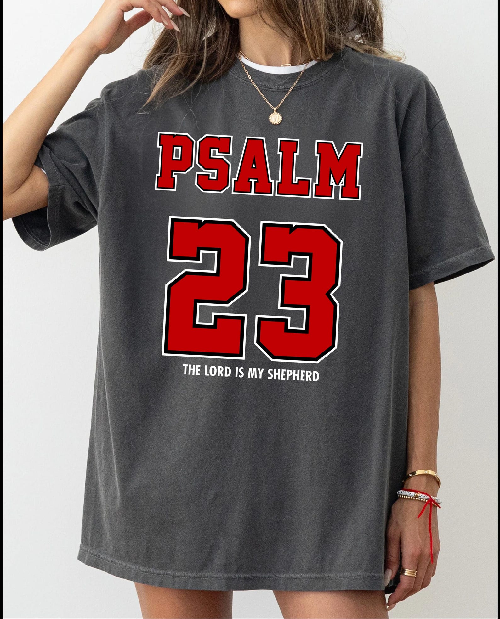 Vintage Psalm 23 Basketball T-Shirt: Christian Streetwear XL