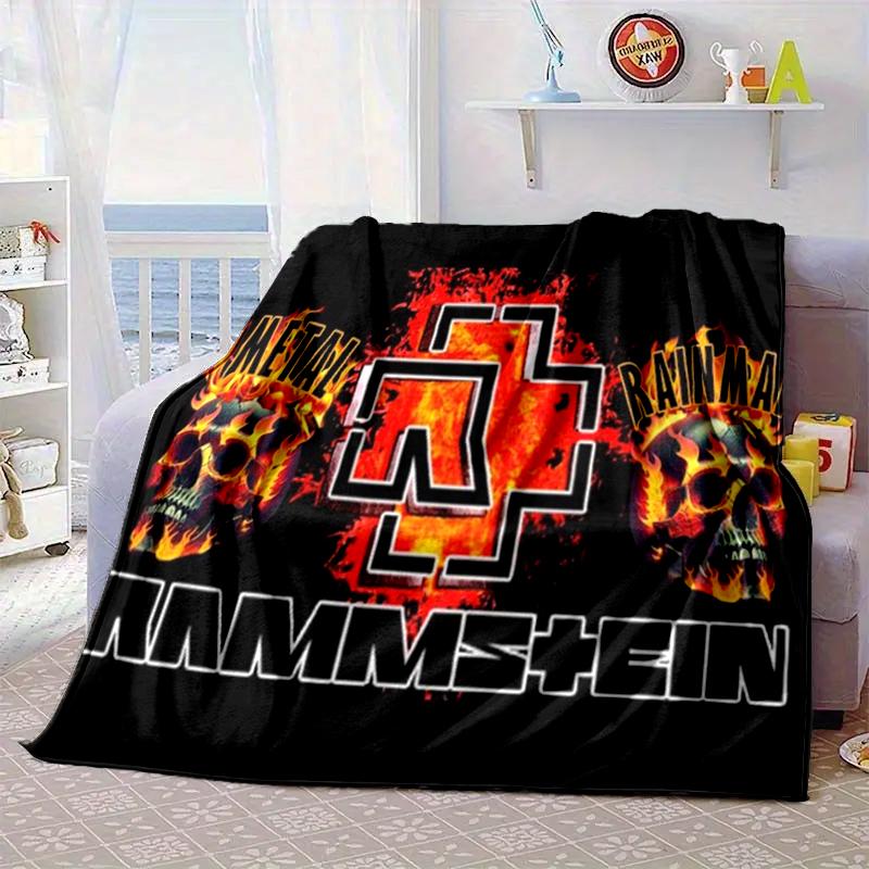 Ramm-stein Skulls And Logo Blanket Flannel Blanket for Bed, Sofa, Camping, Hiking, Picnic Essentials, Gift for Family Fan Gifts