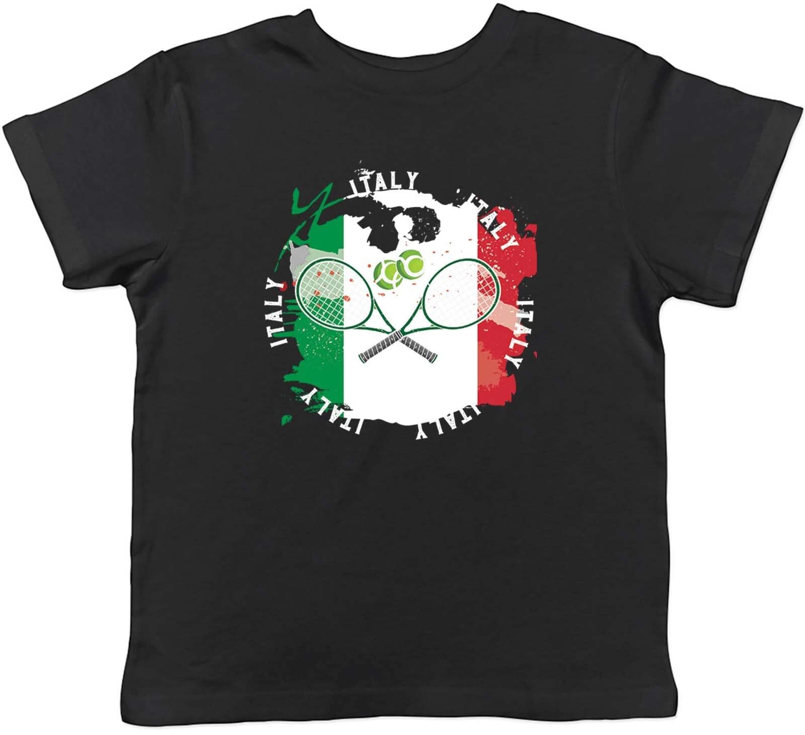 Tennis Sports With Italy Flag Childrens Kids T-Shirt Boys Girls Gift 110