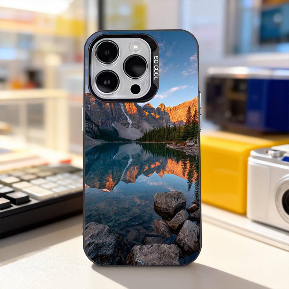 Natural Mountains Scenery Phone Case For iPhone 11,12,13,14,15,16,17,Pro,Max,Plus,E,Air,Mini IMD Matte Black
