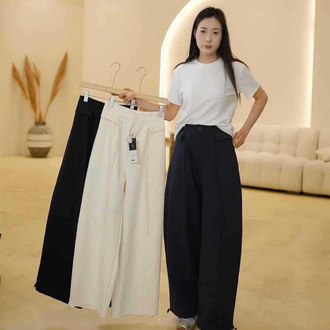 

Spring Drawstring S-Leg Casual Pants - High Quality L грязно-белый
