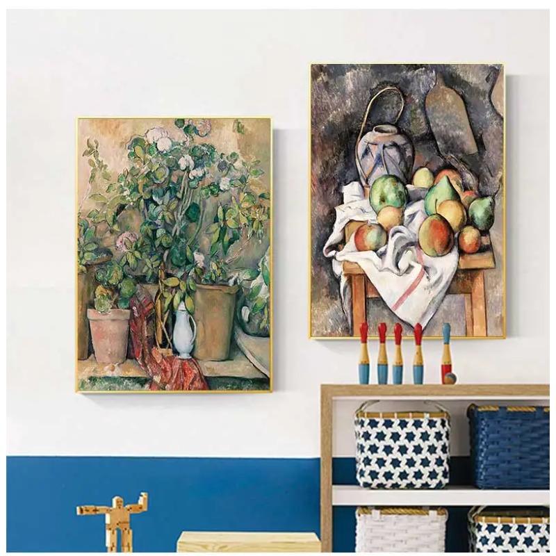 Vintage Paul Cezanne Garden Still Life Terracotta Pots 1890s Art Posters Canvas Painting Wall Prints Picture for Room Home Decor