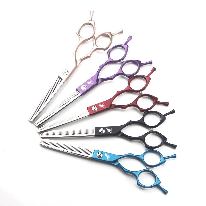 Freelander de 6,5 polegadas, tesoura de beleza para dentes de animais de estimação, tesoura de beleza colorida, tesoura fina, tesoura de dentes densos