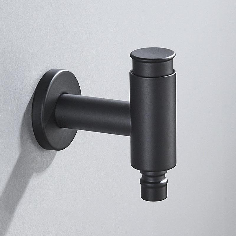 Black 304 Stainless Steel Faucet For Washing Machine Wall Mounted Balcony Mop Pool Tap Press Switch Single Cold Tap