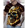 Men's 3D Skull Pattern Print Short Sleeve T-shirt Summer New Casual Tops Trend Cool Street Style Men's Clothing