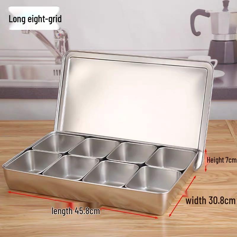Japanese Stainless Steel Seasoning Box Set - Includes Condiment Jars with Lids