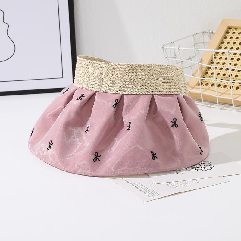 New Shell Empty Top Hat Women's Summer Eaves Printed Sunscreen Sun Hat Can Tie Ponytail To Prevent Ultraviolet Rays
