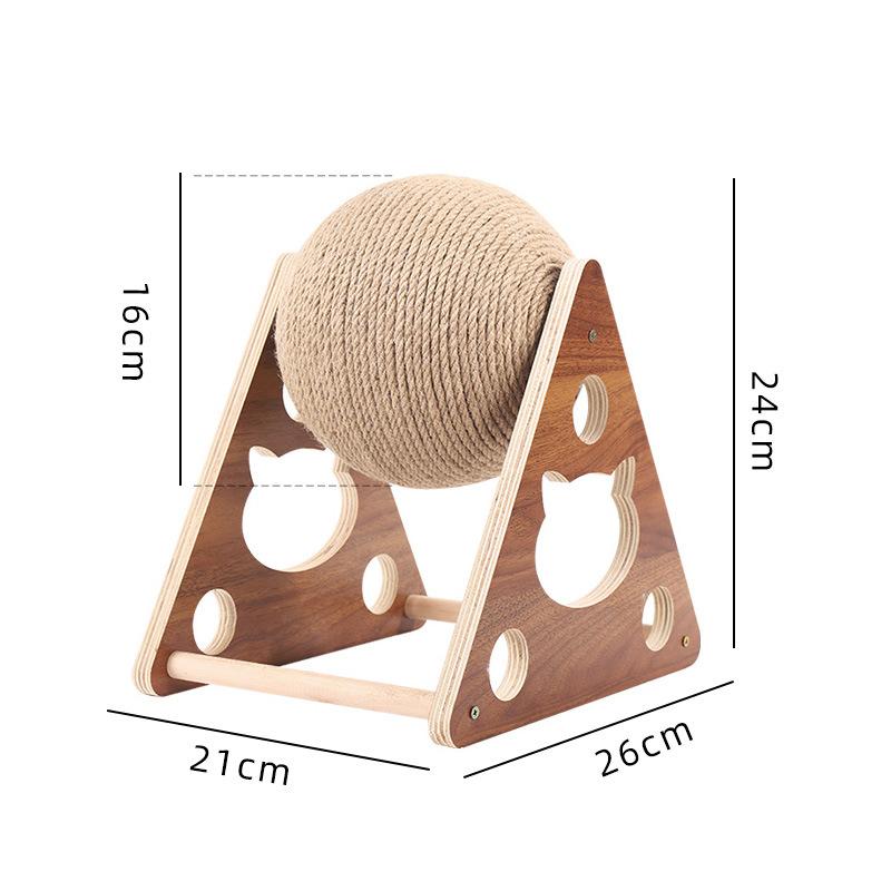 Wood Cat Scratching Post with Sisal Rope Ball - Durable Claw-Grooming Toy for Cats, Multi-Level Design for Play