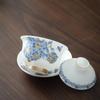Ice Jade Mutton Fat Jade White Porcelain Tea Set with Enamel Painted Hydrangea and Sancai Gaiwan