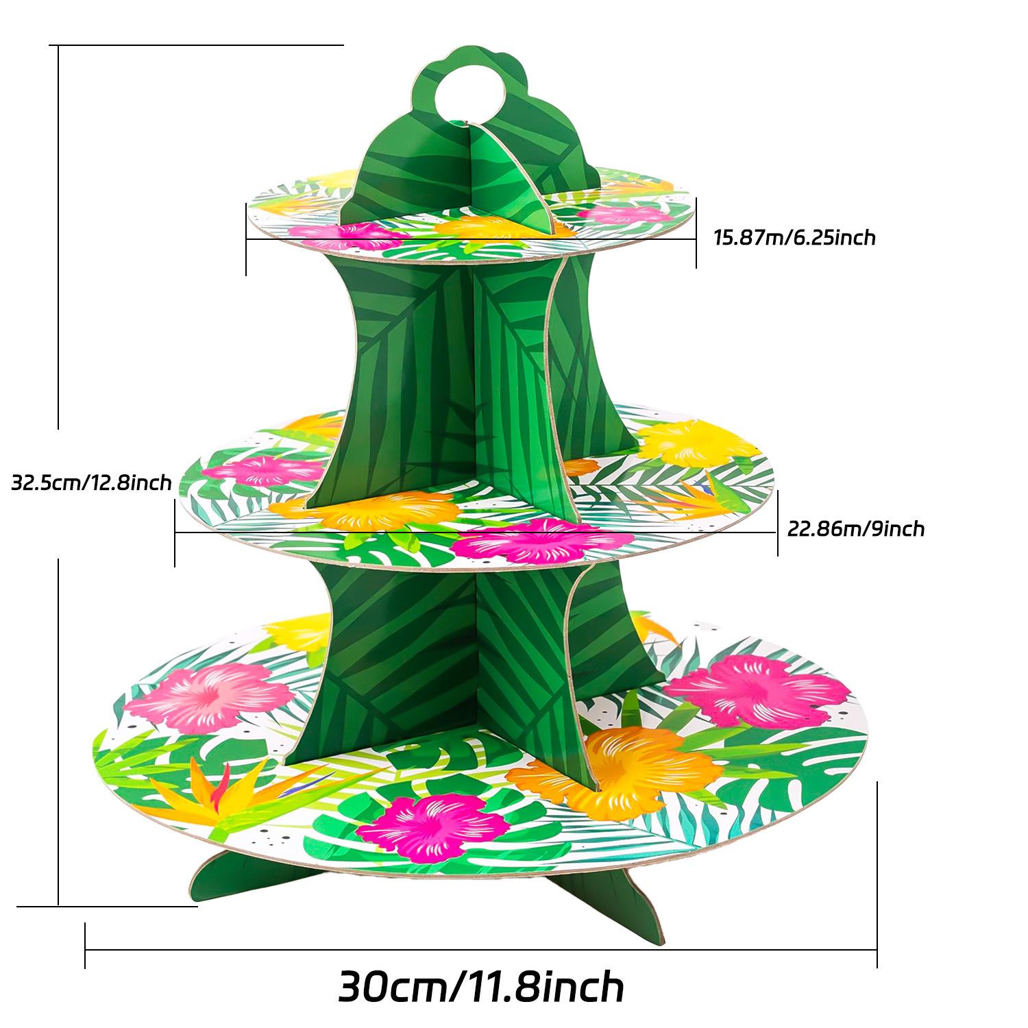 

Themed Three-Layer Paper Cake Stand Birthday Cake Dessert Ornament Party Decoration Hawaiian cake stand