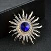 Exquisite Luxus Kristall Sonne Brosche Anstecker für Damen Herren Klassisch Glänzend Boutique Dekoration Party Bankett Abzeichen