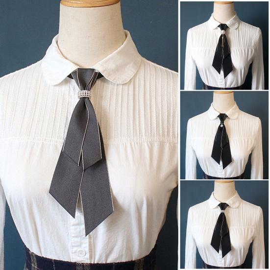 Yousheng Unisex Bank Tie-Free Neck Tie Detachable Academic Style Bow Tie White Shirt Hotel Professional Collar Flower Accessory