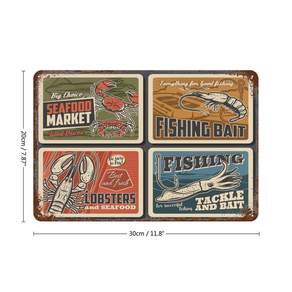 1-Pack Shabby Wall Hanging Metal Sign, 20×30cm and 30×40cm, Distressed Decor for Bar Counter, Kitchen or Hallway