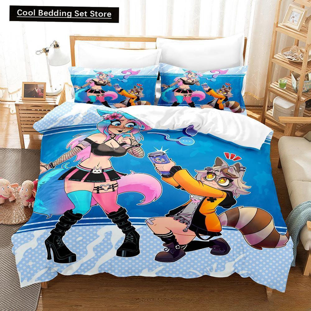 3D Anime Sexy Girls Silvervale VTuber Bedding Set Single Twin Full Queen King Size Bed Set Adult Kid Bedroom Duvet Cover Sets