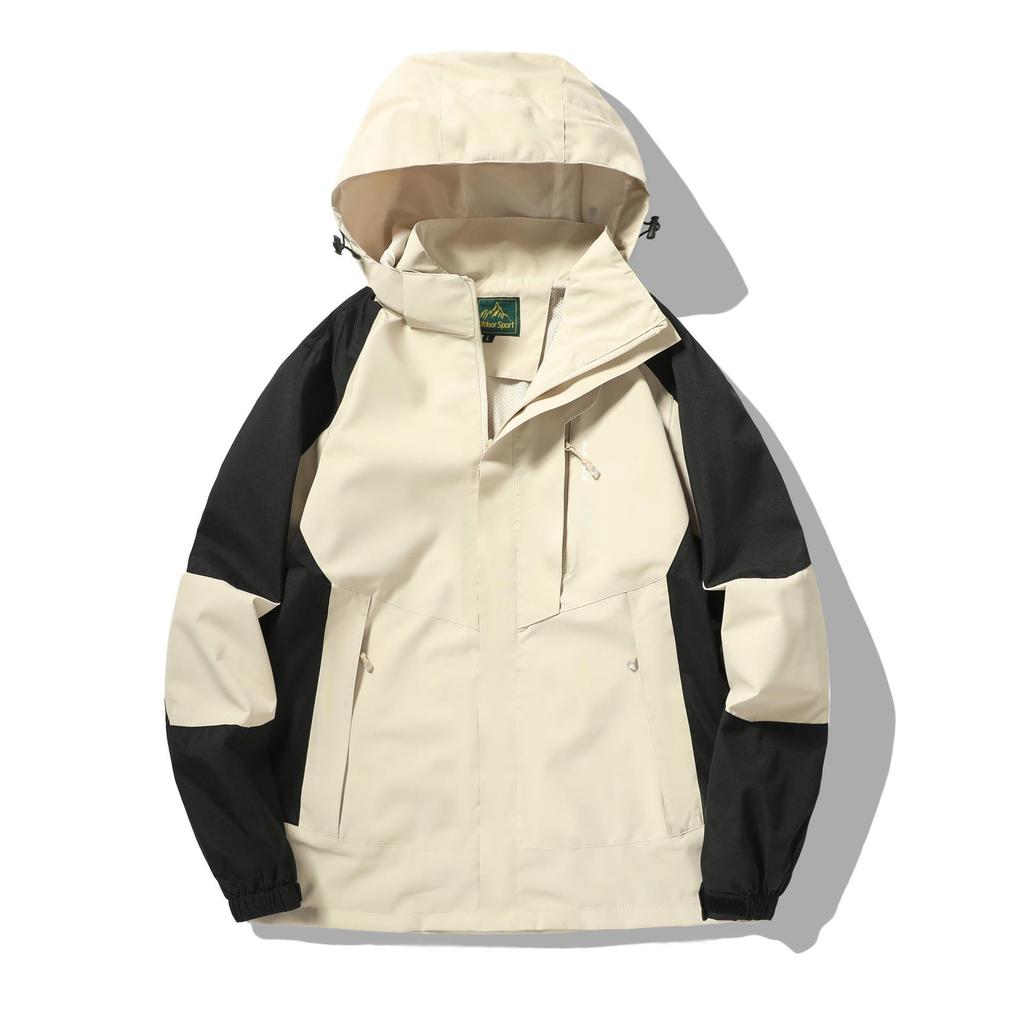 Giacca a vento da uomo Cappotto casual da esterno da uomo Color block con cappuccio Nuovo Primavera Camping Escursionismo Giacca resistente all'usura