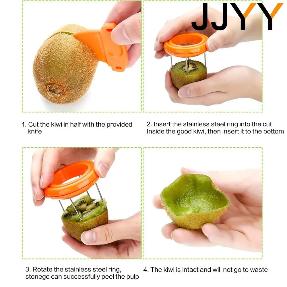 JJYY 2-in-1 Fruit Slicer Cutter Divider Kitchen Accessories Apple Pear Kiwi Easy Cutting Knife