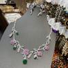 Autumn And Winter High-End Earrings Temperament Flower Stud Earrings D Austrian Camellia Necklace Full Of Diamonds With Cotton Emerald Suit Women