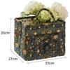 Fabric Floral Pattern Storage Basket Large Capacity Quilted Design Bento Handbags Collapsible Design Easy Carry Handles