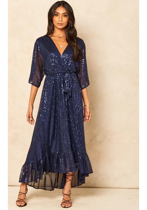 Elegante Europese Pailletten Avondjurk met Elastische Taille voor Dames