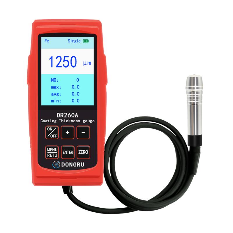 DR260A DONGRU Plastic Coating Thickness Gauge Galvanized Layer Detector Portable Lithium Battery Rechargeable Paint Thickness 0-1250 μm
