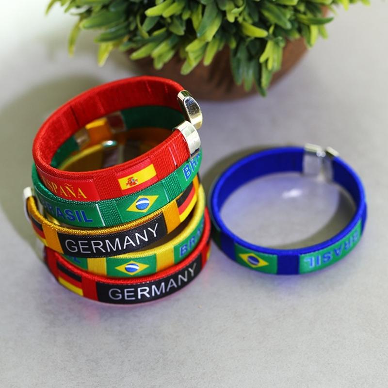 Stylish Country Flag Alloy Bracelet Football Fan Bracelet Country Flag Wristband Alloy Texture Perfect for Football Fan