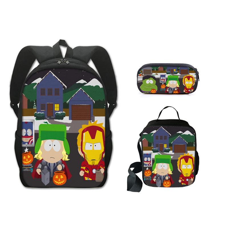 Classic Popular Novelty Funny south park 3D Print 3pcs/Set pupil School Bags Laptop Daypack Backpack Lunch bag Pencil Case
