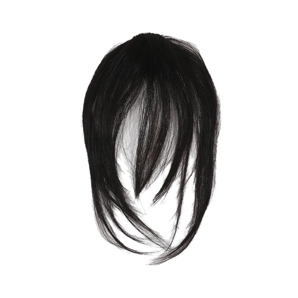 Human Bangs Natural Brown Middle Part Wispy Bang Hair Clip In Bangs Fringe Hairpiece for Women Clip On Air Bang
