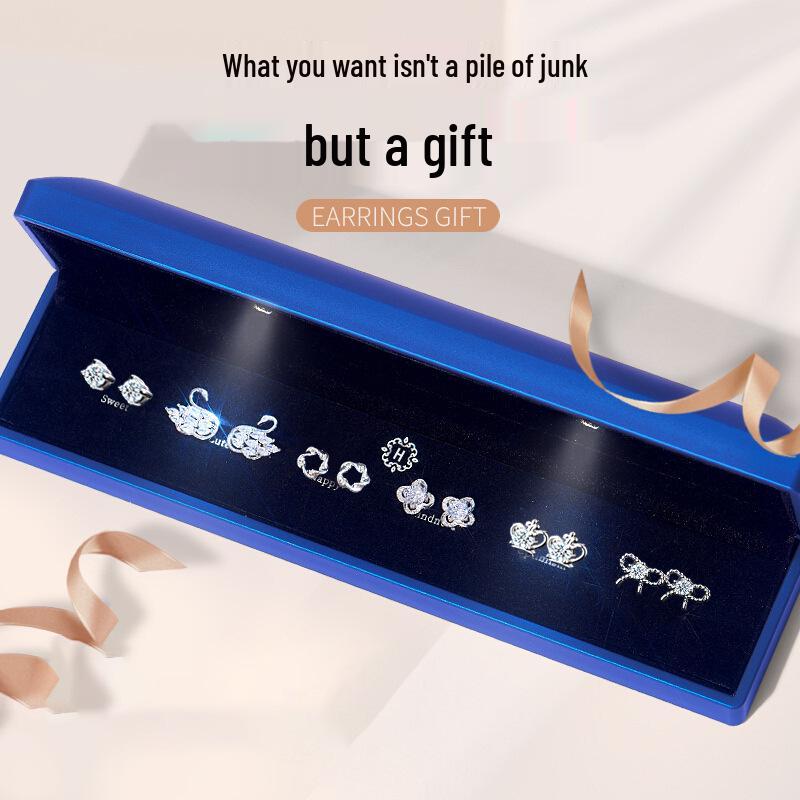 925 Silver Light Earrings for Christmas, Valentine's Day, or Birthday Gifts - Perfect for Your Girlfriend or Wife