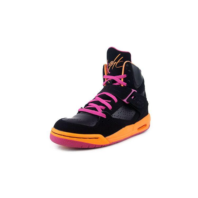 Air Jordan Flight 45 High GS Kinder Sneaker Schwarz Fusion-Pink-Cool-Grau-Bright-Citrus 524864-028