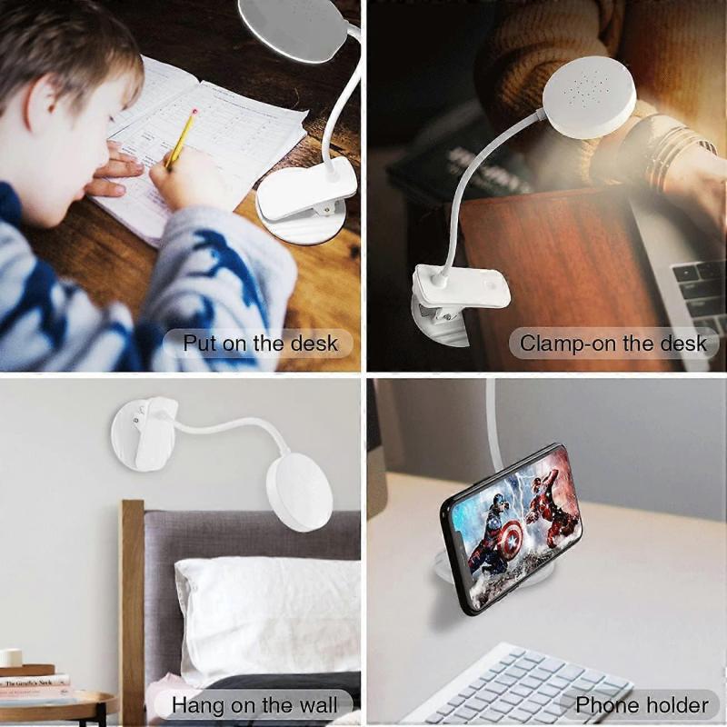 Clip-on Reading Lamp,  Eye Protection USB Rechargeable Clip-on Table Lamp Touch Control Bedside Lamp with Flexible Gooseneck