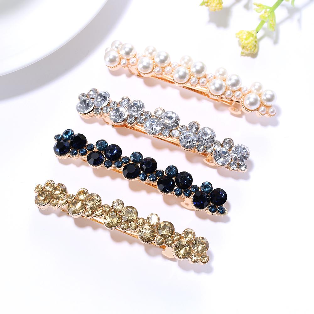 Hot Sale 5 Colors Korean Crystal Pearl Elegant Women Barrettes Hair Clip Hairpins Girls Hair Accessories Dropshipping