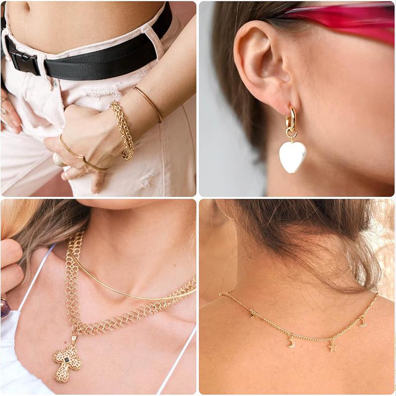 100PCS 18K Gold Plated Jump Rings 3-8mm Non Tarnish Open Jump Rings for Jewelry Making DIY Necklace Bracelet Earrings Supplies