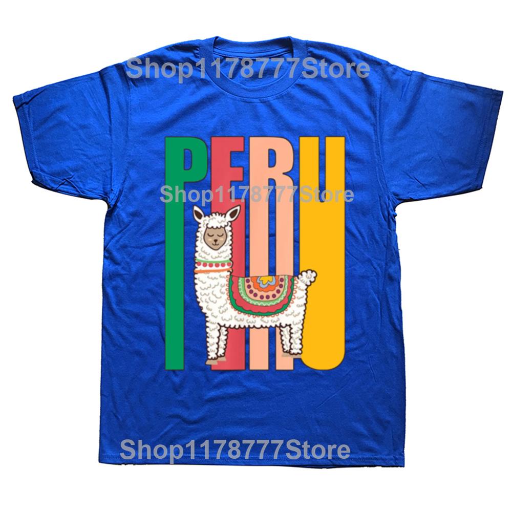 Funny Vintage Peru Alpaca Peruvian Llama T Shirts Graphic Cotton Streetwear Short Sleeve Birthday Gifts Summer Style Tshirt Men