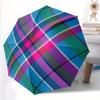 1pc Tartan Pattern Automatic Opening/Closing Folding Umbrella with 17 Ribs, Plastic Handle, Windproof Portable Sunshade Umbrella Halloween a