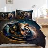 3pcs Twilight Tiger Quilt Set Cartoon Themed Bed Quilt Set Lovely Character Bedroom Decor Bed Quilt Set Four Seasons (1 Cover + 2Pillowcase NO Co