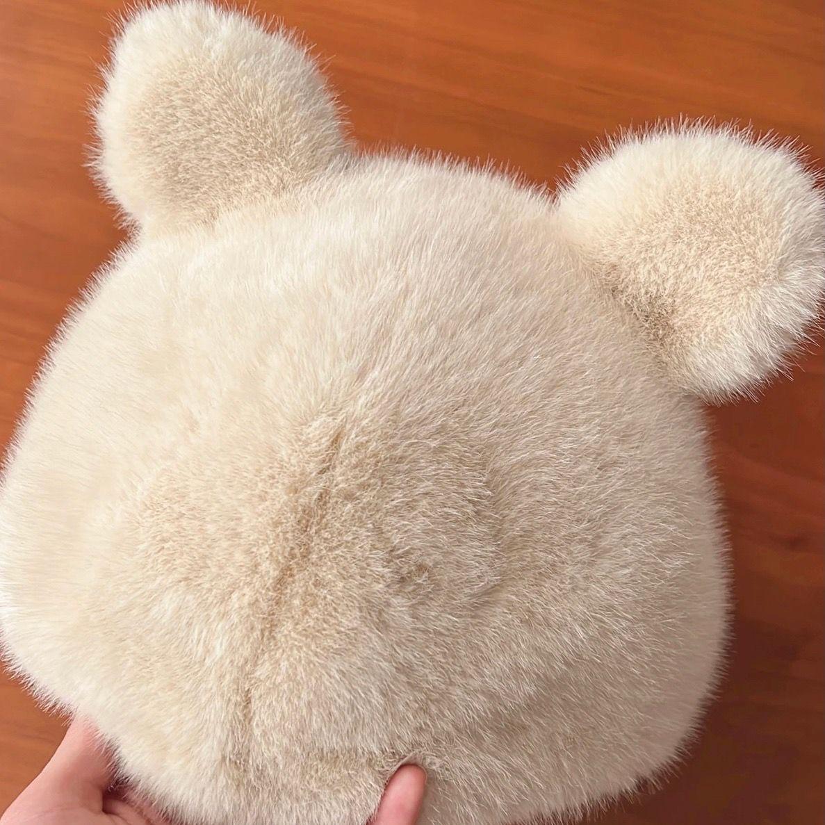 

Модная европейская шапка с ушками кролика из норки 2023 года: Модный зимний стиль из искусственной норки Adjustable