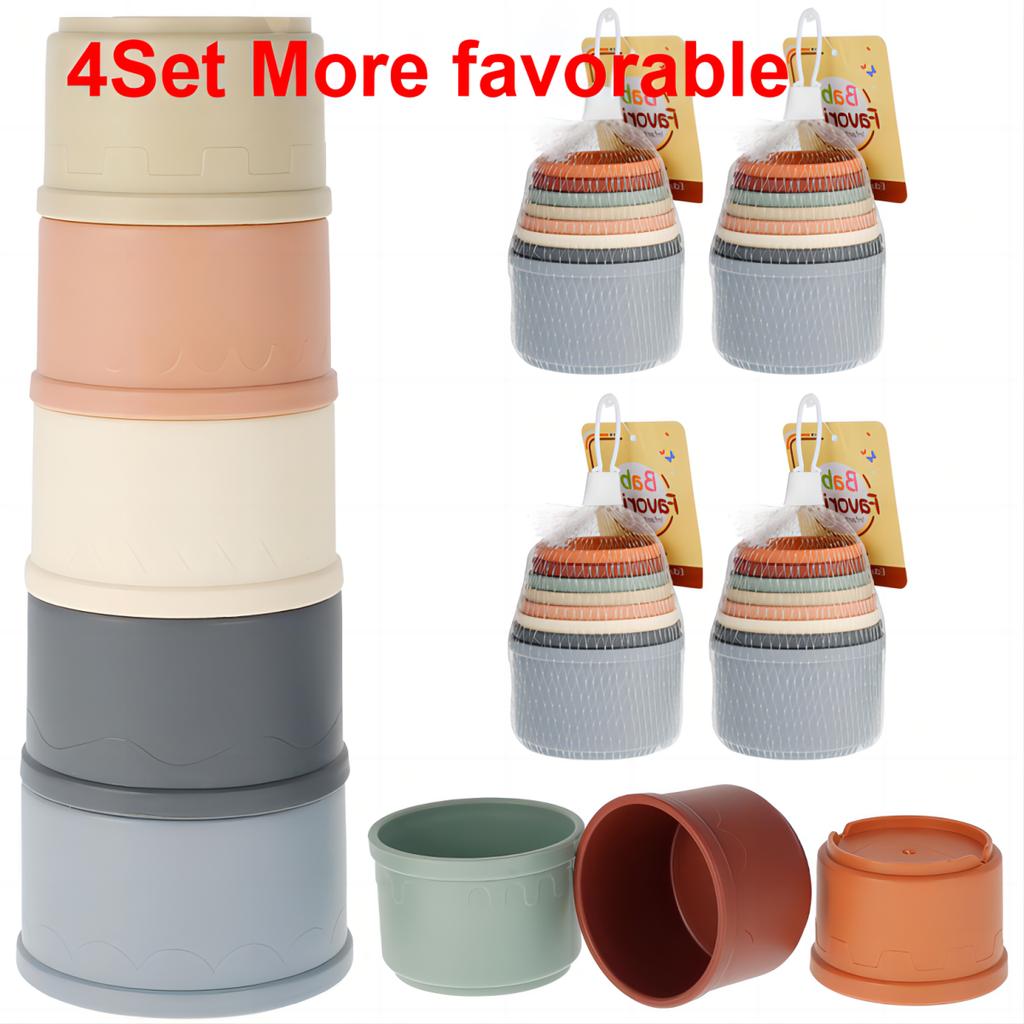 Stacking Cup Toys For Babies Nesting Cups Color And Size Recognition Baby Toy Smooth Edge Colourful Rabbit Stacking Cups Set