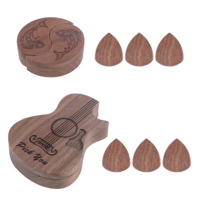 Wood Guitar Pick Storage Box Container Rotating Open Guitar Plectrums Cases Guitar Pick Collector Guitar Accessories