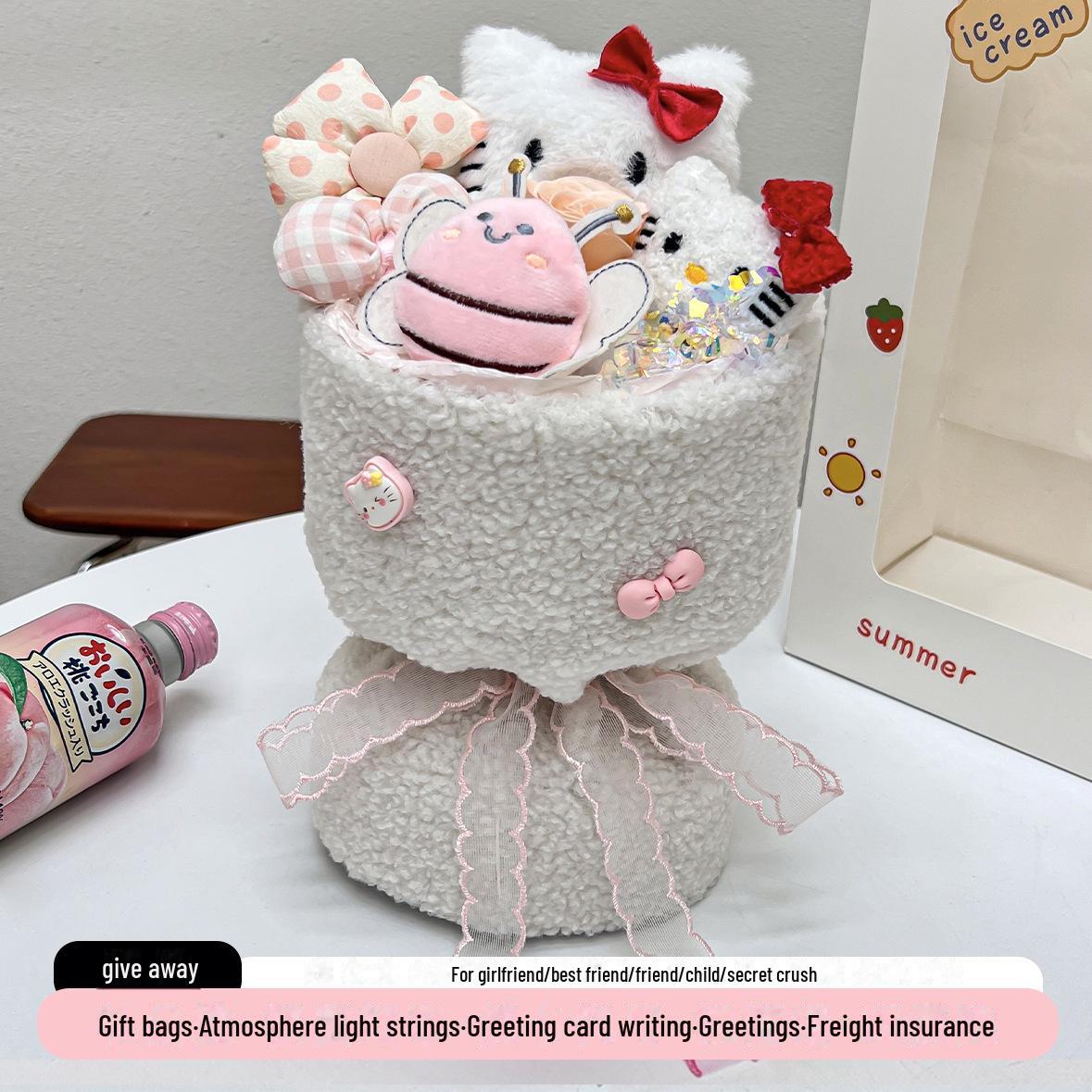 

Мультяшный кукольный букет: Куломи и собака с корицей — креативный подарок на день рождения, День учителя или День матери Gift Bag + Card + Fairy Lights