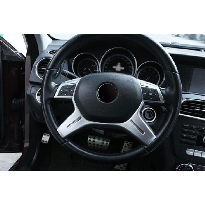 Matte Silver Car Steering Wheel Moulding Cover For Mercedes Benz ML GL 2012-2016