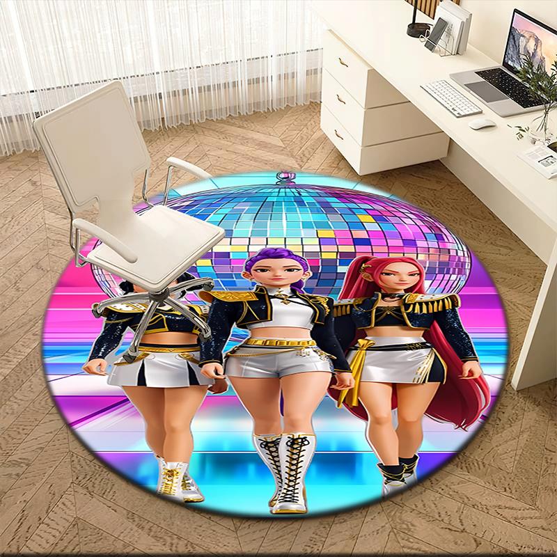 1pc K-Pop Supernatural Theme Round Carpet Painted Printed Circular Carpet, Home Door Mat, Outdoor Travel Protection Carpet