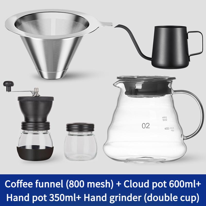 800 mesh kávový filtr z nerezové oceli s dvojitou vrstvou, kávový trychtýř, domácí filtr, bezpapírová sada ručních kávových zařízení