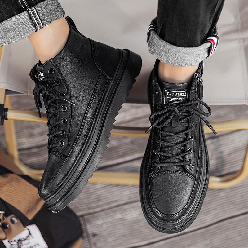 Board Shoes Men's Martin Boots New Autumn and Winter British Style Tooling Boots Men's Shoes Trendy Shoes Men's Locomotive Boots