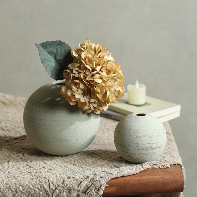 European Style Ceramic Round Ceramic Vase Frosted Spherical Flower Arrangement Ornaments Living Room Dining Table Floral Vase