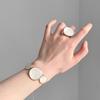 [Plain Round Streamer] Niche Design Sense Irregular Round Oil Dripping White Bracelet Necklace Stud Earrings Ring Set