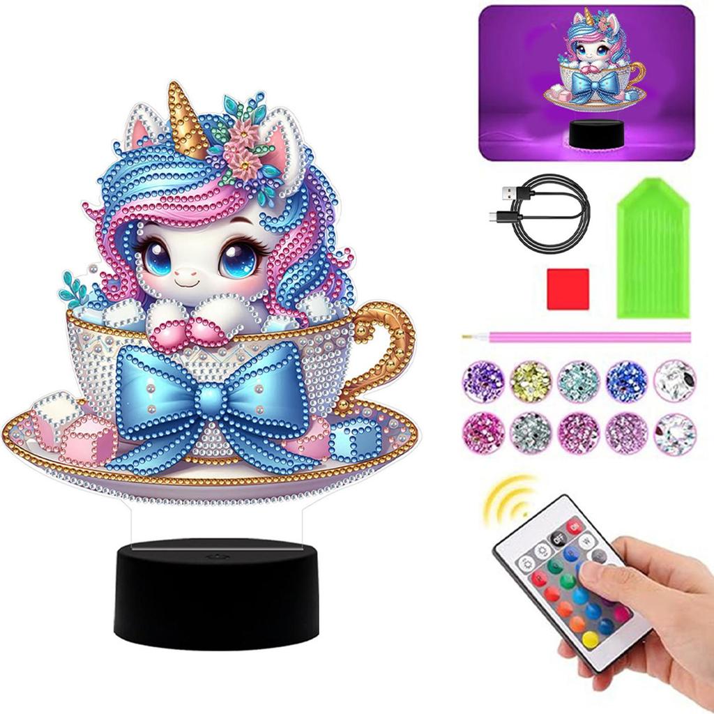 DIY Unicorn Diamond Art Painting Lamp Diamond Painting Bedside Lamp Arts Crafts Home Decoration for Bedroom Decor Gifts